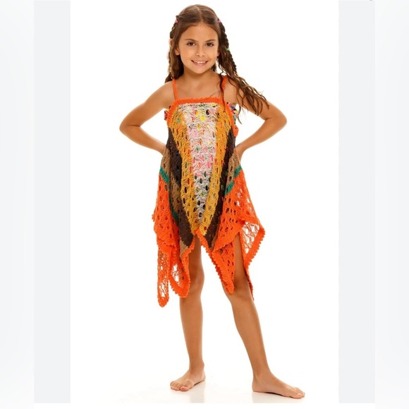 Agua Bendita Kids Praia Lolly Crochet Knit Coverup Beach Dress Size 10 12 - Picture 1 of 3